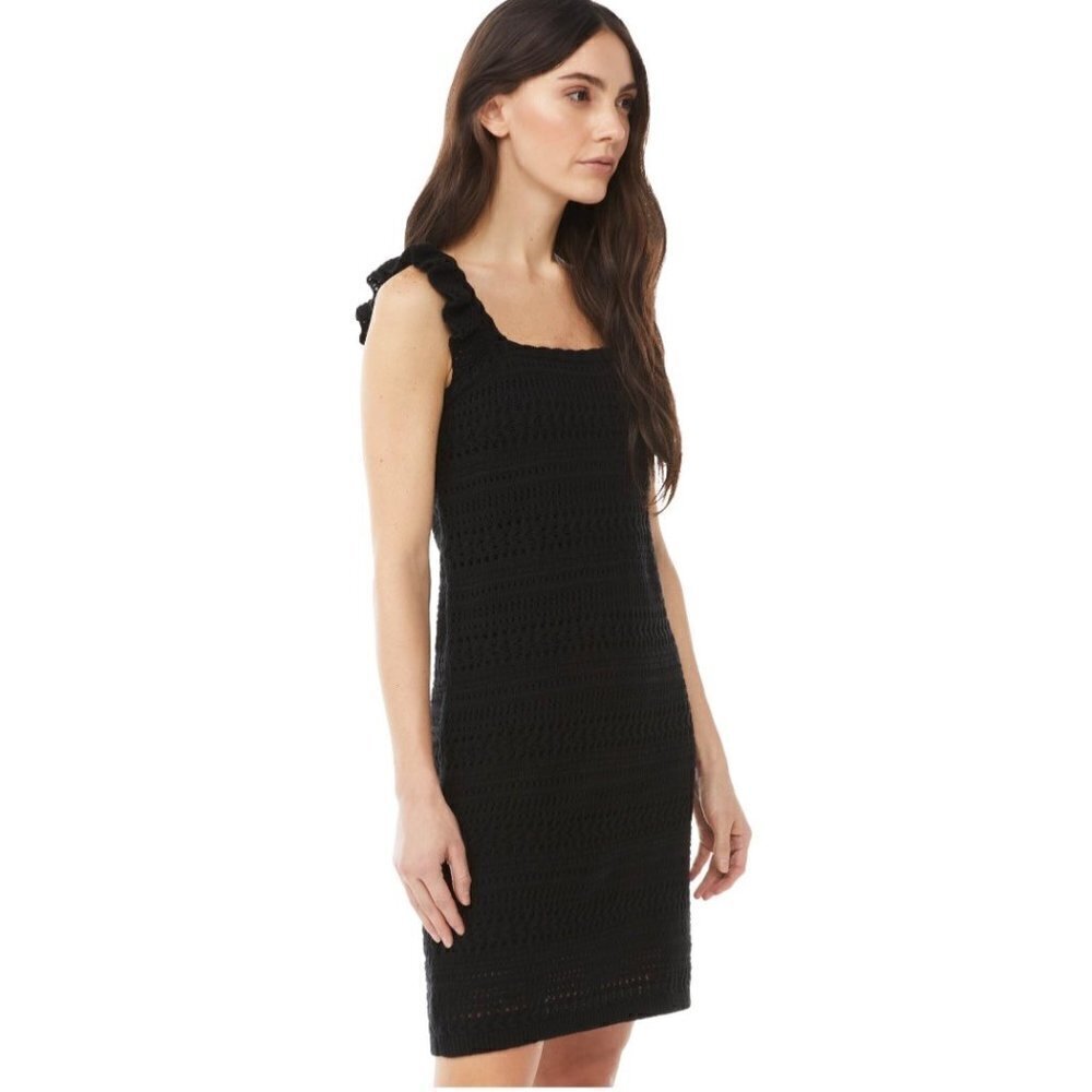 Women's Black‎ Crochet Ruffle Mini Dress Size Small 4 - 6